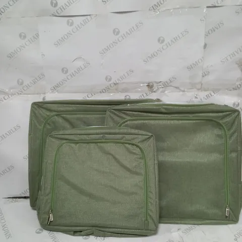 PERIEA SET OF LINEN LOOK COLLAPSIBLE STORAGE BOXES - SAGE GREEN