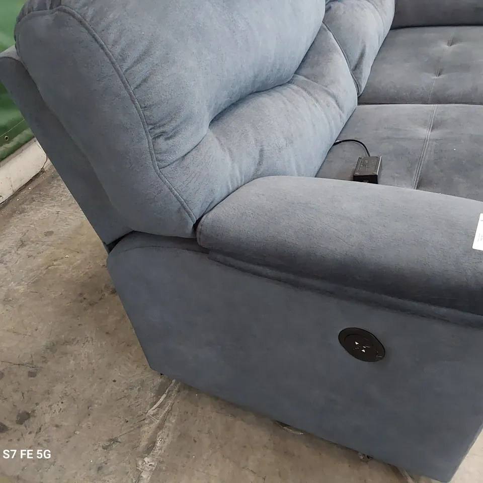QUALITY BRITISH DESIGNER G PLAN STRATFORD POWER RECLINING THREE SEATER SOFA PRAMA MIDNIGHT FABRIC 