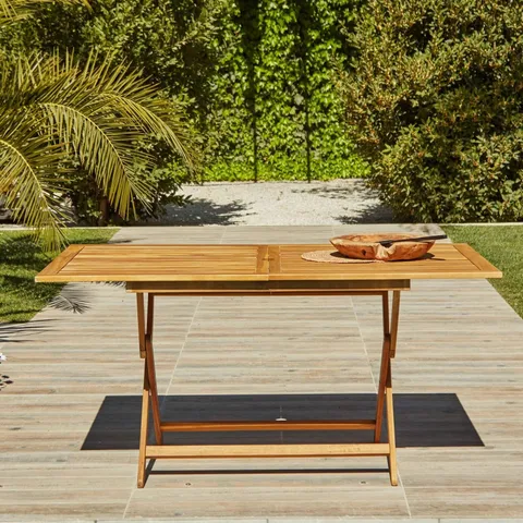 BOXED ASHBY 150CM RECTANGULAR FOLDING TABLE, NATURAL ACACIA 