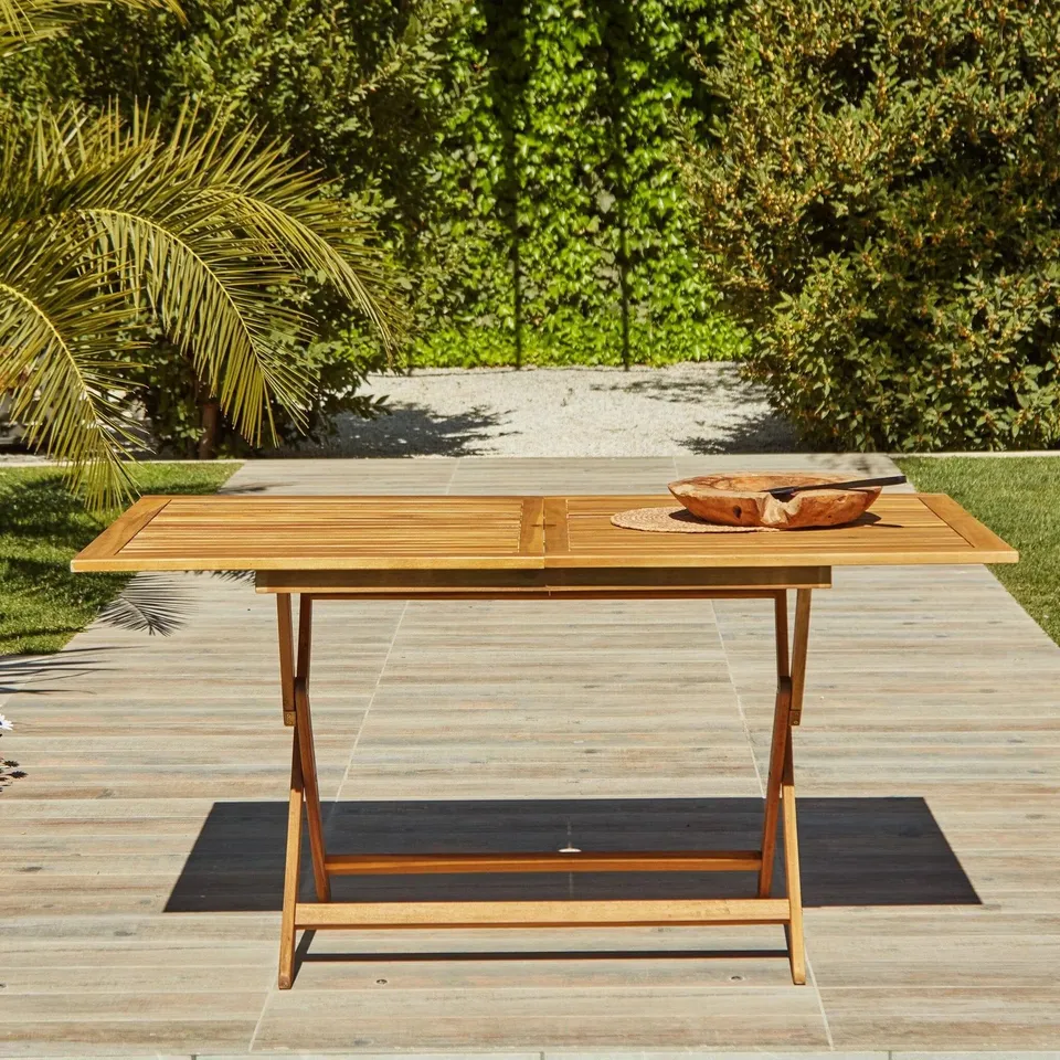 BOXED ASHBY 150CM RECTANGULAR FOLDING TABLE, NATURAL ACACIA 