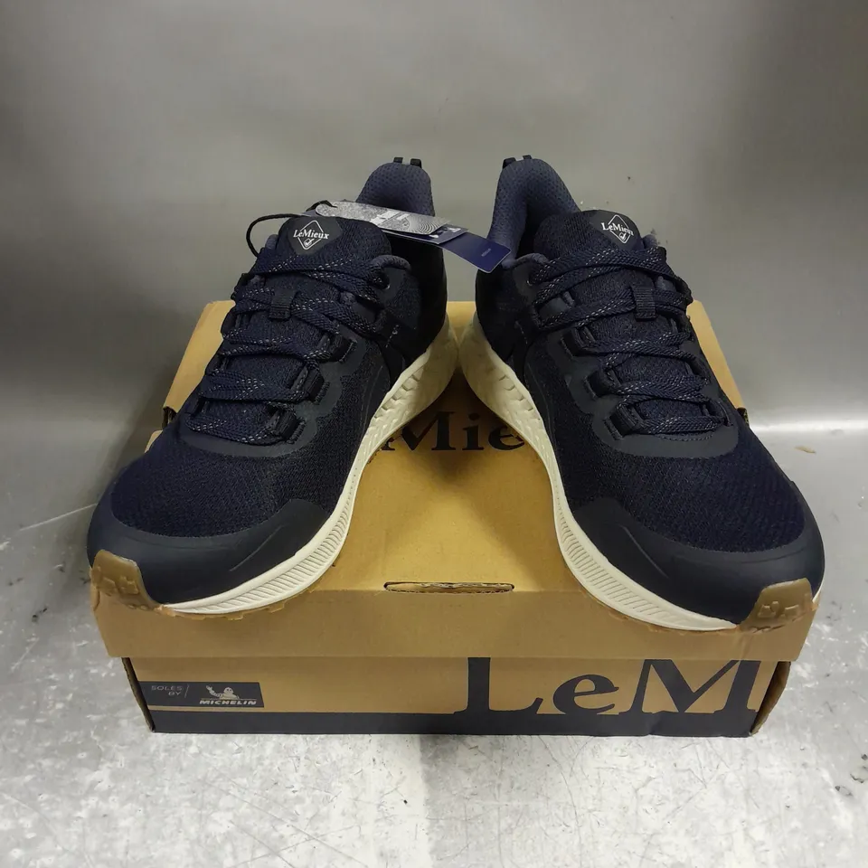 BOXED PAIR OF LEMIEUX TRAX WATERPROOF TRAINER IN NAVY SIZE UK 7