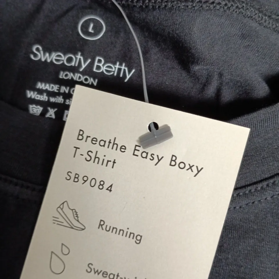 SWEATY BETTY LONDON BLACK BREATHE EASY BOXY T-SHIRT SB9084 – WOMEN'S, SIZE L