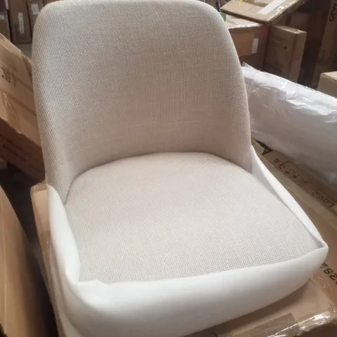 BOXED SET OF 2 BEIGE FABRIC DINING CHAIRS 