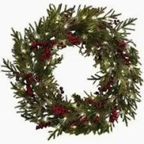 BOXED FAUX LIGHTED 56cm WREATH (1 BOX)