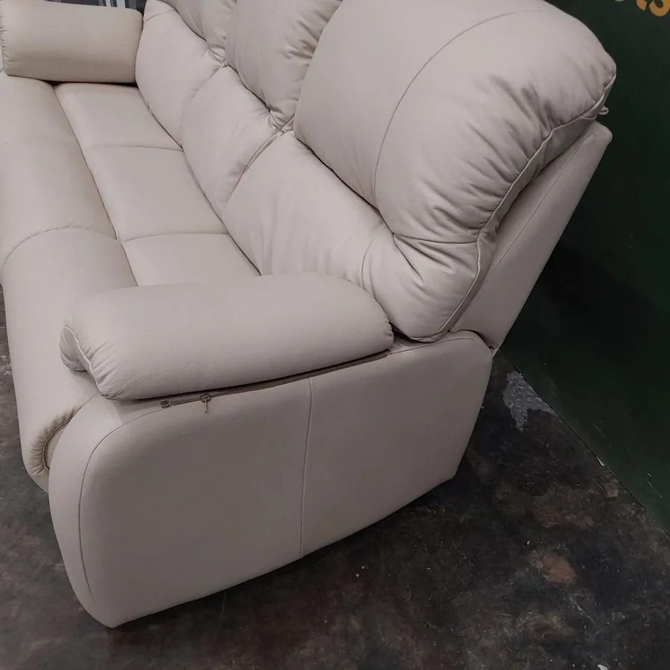 QUALITY BRITISH DESIGNER G PLAN MINSTRAL THREE SEATER SOFA CAMBRIDGE STONE LEATHER 