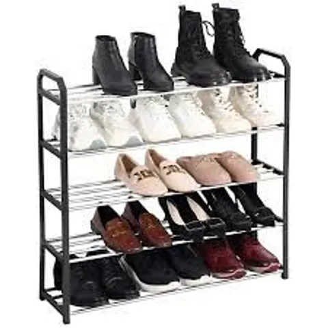 BOXED HOUSE OF HOME 5 TIER SHOE RACK WITH BLACK PLASTIC BORDER 