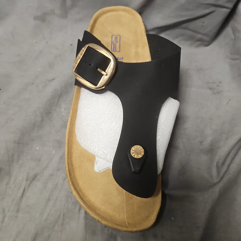 BIRKENSTOCK GIZEH BS SANDALS – BLACK LEATHER, UK 5 (EU 38)