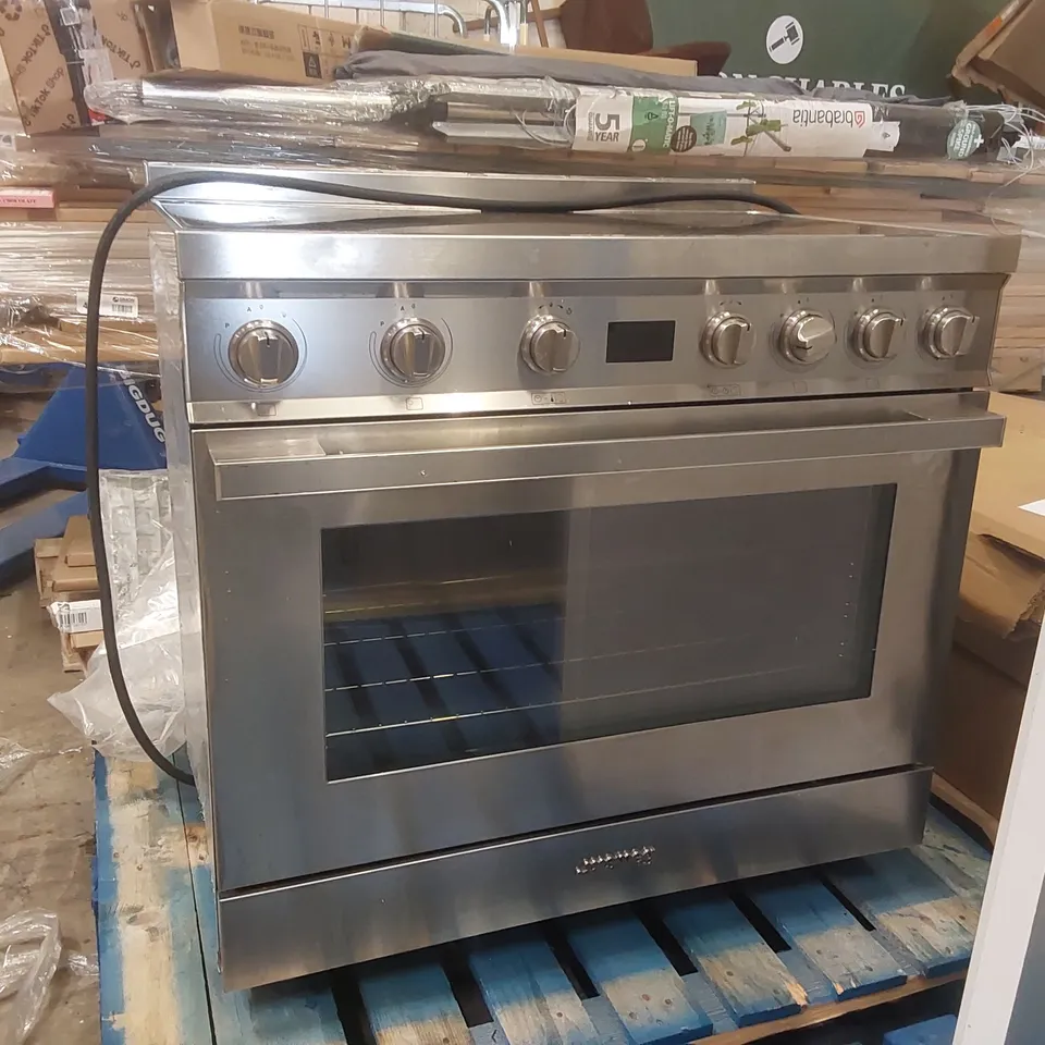 SMEG PORTOFINO CPF9IPAN 90CM WIDE ELECTRIC RANGE COOKER WITH INDUCTION HOB AND PYROLYTIC CLEANING - ANTHRACITE - A+ RATED