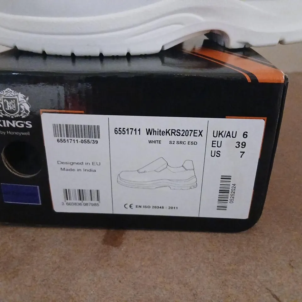 KING'S BY HONEYWELL WHITE SLIP-ON SAFETY SHOES – UK 6 (EU 39), MODEL KRS207EX