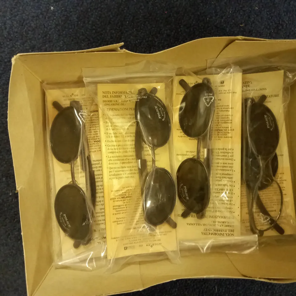 BOX OF APPROX 7 PAIRS OF POLICE 248 SUNGLASSES.