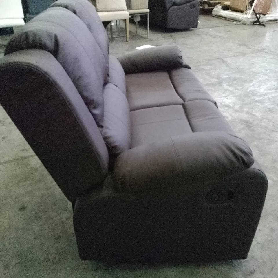QUALITY DESIGNER CHICAGO 2 SEATER MANUAL RECLINER SOFA - DARK BROWN LEATHER 