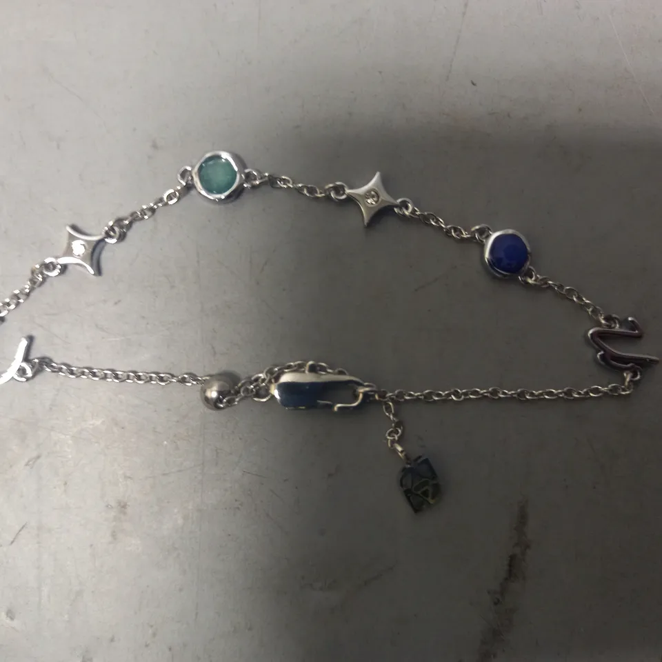 BOXED ABBOTT LYON CUSTOM INITIAL BRACELET IN SILVER W. JEWEL EFFECT