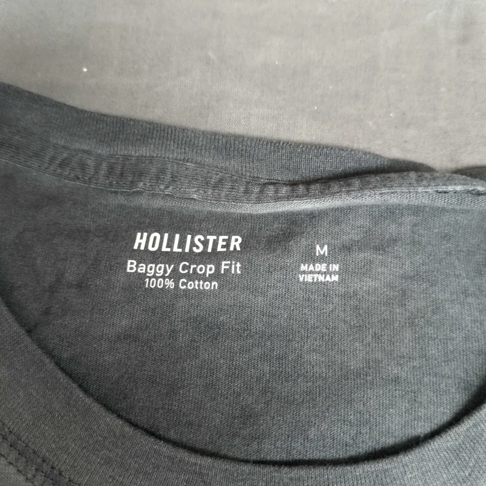 HOLLISTER BAGGY CROP FIT T-SHIRT – WASHED GREY, SIZE M