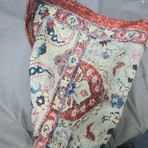 HAND MADE 100% COTTON DIGITAL PRINTED RUG (SIZE 180X120 CM) - RED - WHITE