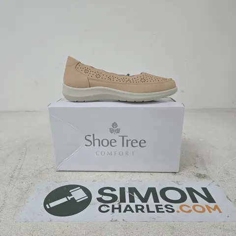 Shoe Tree Comfort Beige Perforated Slip-On Shoes – Boxed size 8