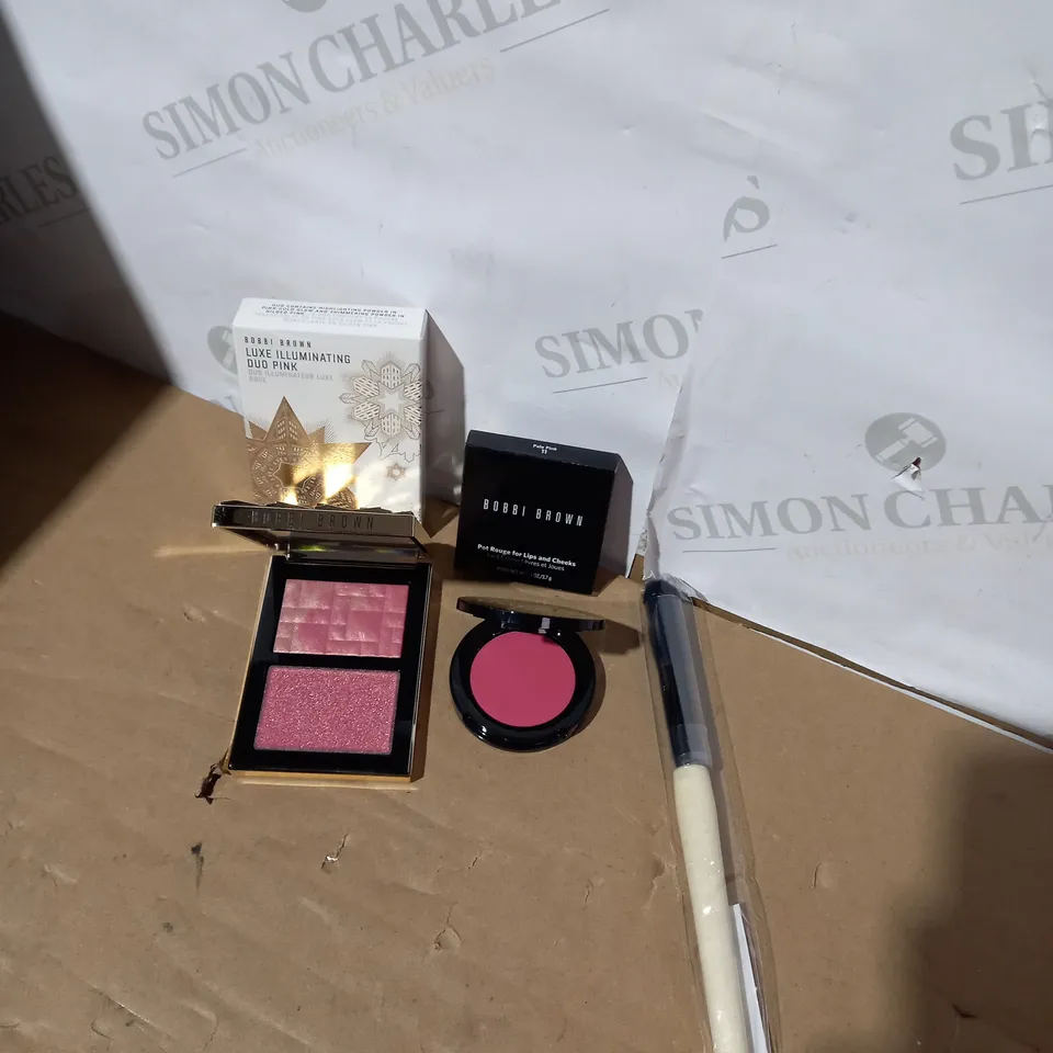 BOBBI BROWN SHEER POWDER BRUSH, POT ROUGE AND HIGHLIGHTING POWDER	