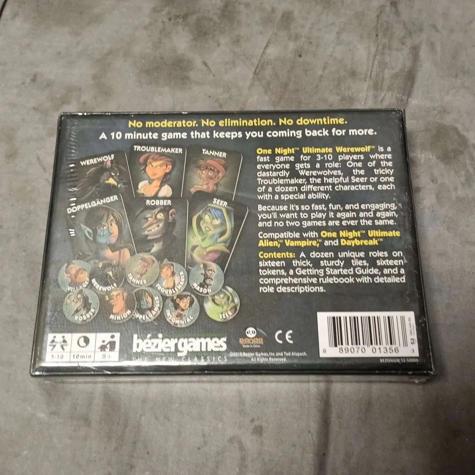 ONE NIGHT ULTIMATE WEREWOLF – BEZIER GAMES (BOARD GAME, 3–10 PLAYERS)
