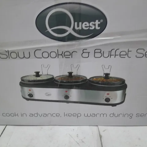 3-POT STAINLESS STEEL SLOW COOKER BUFFET SERVER