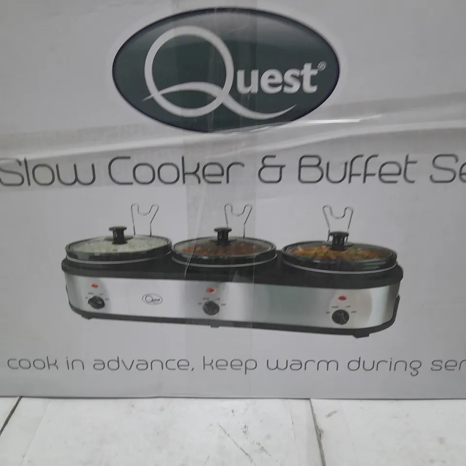 3-POT STAINLESS STEEL SLOW COOKER BUFFET SERVER