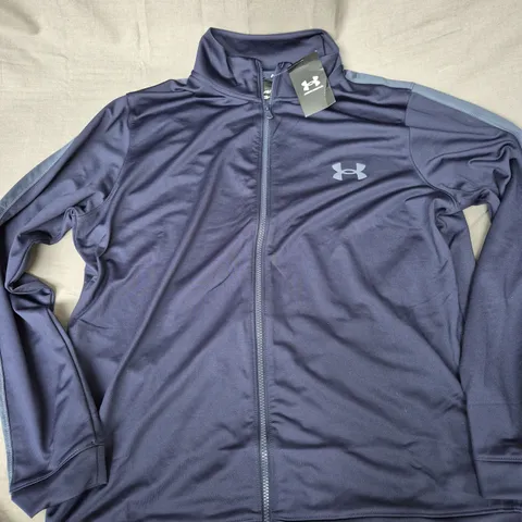 UNDER ARMOUR MENS RIVAL KNIT TRACK SUIT JACKET IN NAVY - XL