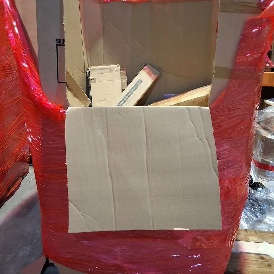 PALLET OF ASSORTED HOUSEHOLD ITEMS TO INCLUDE 3IN1 RAINBOW CLIMBING SET, IRONING BOARD AND MULTIPLE CLOTHES AIRERS
