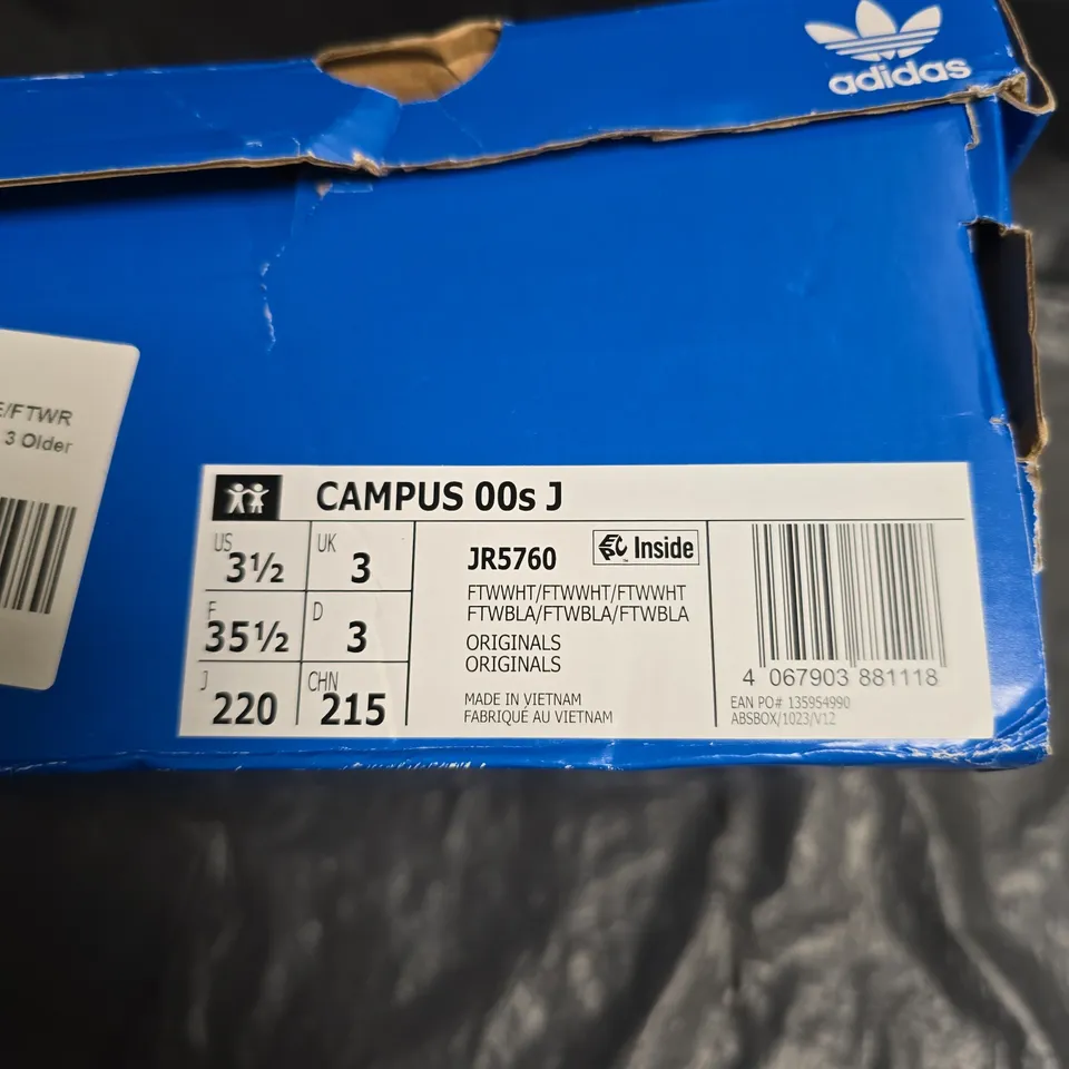 ADIDAS CAMPUS 00S J WHITE SNEAKERS – UK 3 (US 3½) KIDS