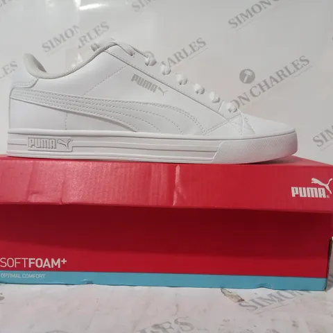 BOXED PAIR OF PUMA SMASH VULC 3 SHOES IN WHITE UK SIZE 9