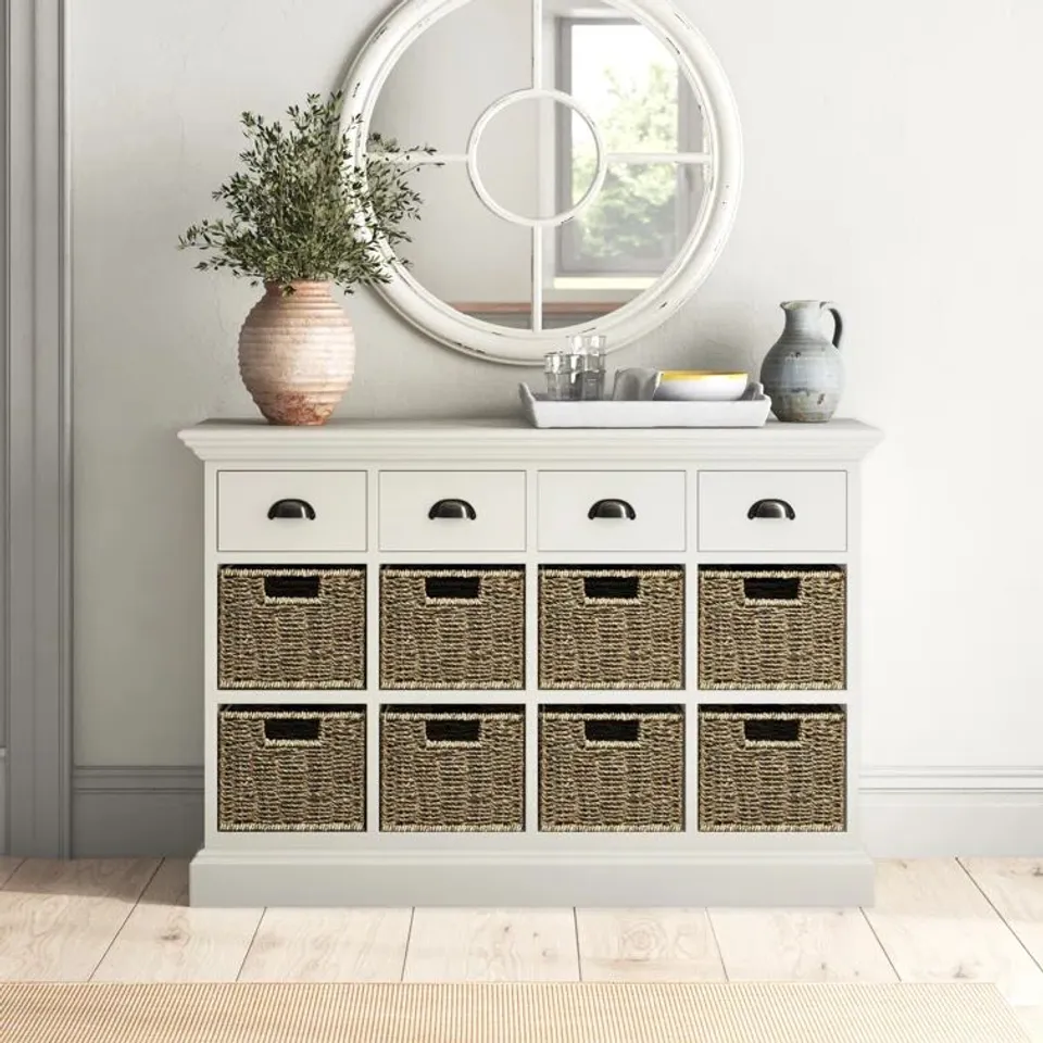 BOXED ARABELLA 110CM WIDE 4 DRAWER PINE SIDEBOARD (1 BOX)