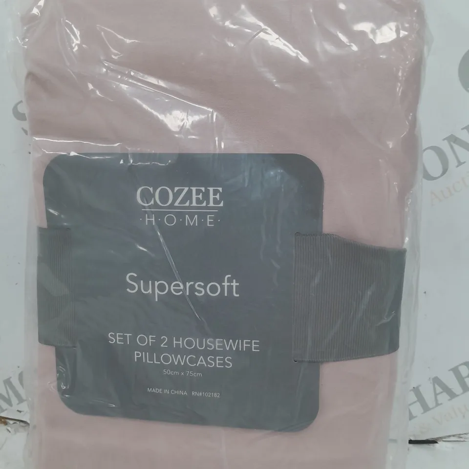 COZEE HOME SUPERSOFT SET OF 2 HOUSEWIFE PILLOWCASES - ROSE SMOKE 
