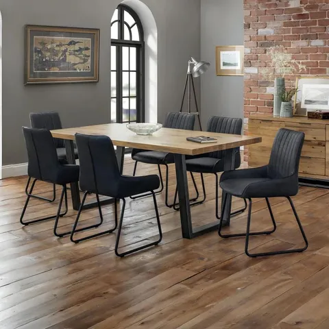 BOXED JULIAN BOWEN BROOKLYN DINING TABLE - OAK/GUNMETAL (1 BOX)
