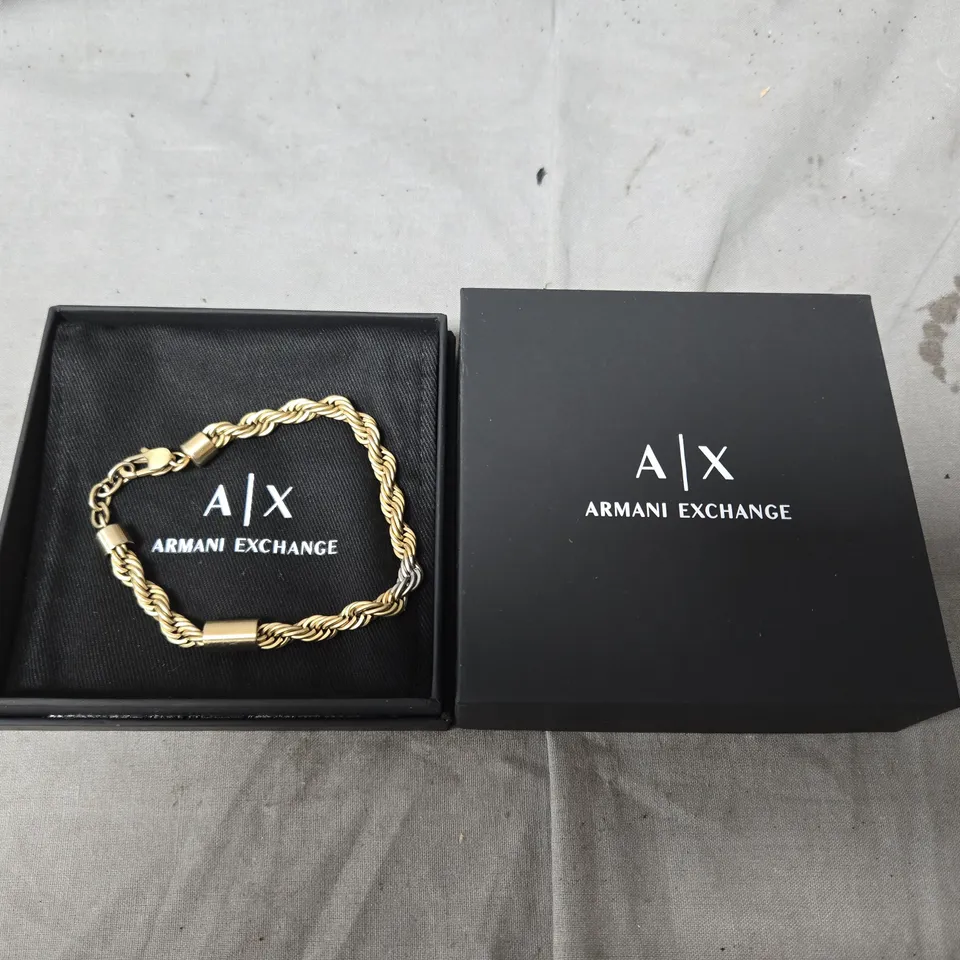 ARMANI EXCHANGE GOLD-TONE STAINLESS STEEL CHAIN BRACELET - COLLECTION ONLY