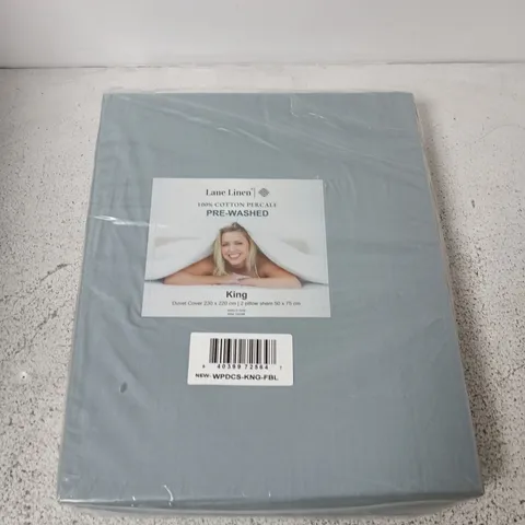 LANE LINEN 100% COTTON PERCALE DUVET COVER SET – KING, PRE-WASHED, GREY