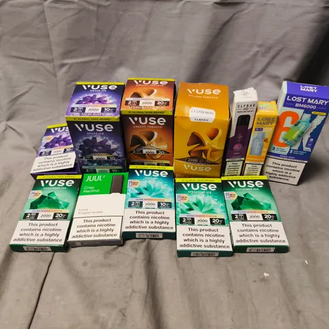 APPROXIMATELY 20 ASSORTED E-CIGARETTE PRODUCTS TO INCLUDE BRANDS SUCH AS VUSE, LOST MARY, JUUL2, ETC - COLLECTION ONLY