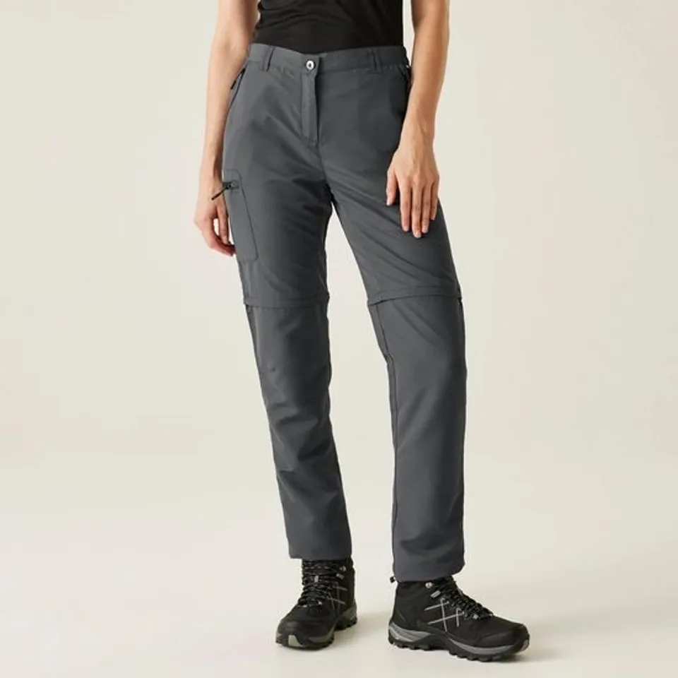 REGATTA WOMEN'S CHASKA III ZIP OFF WALKING TROUSERS SEAL GREY SIZE 14