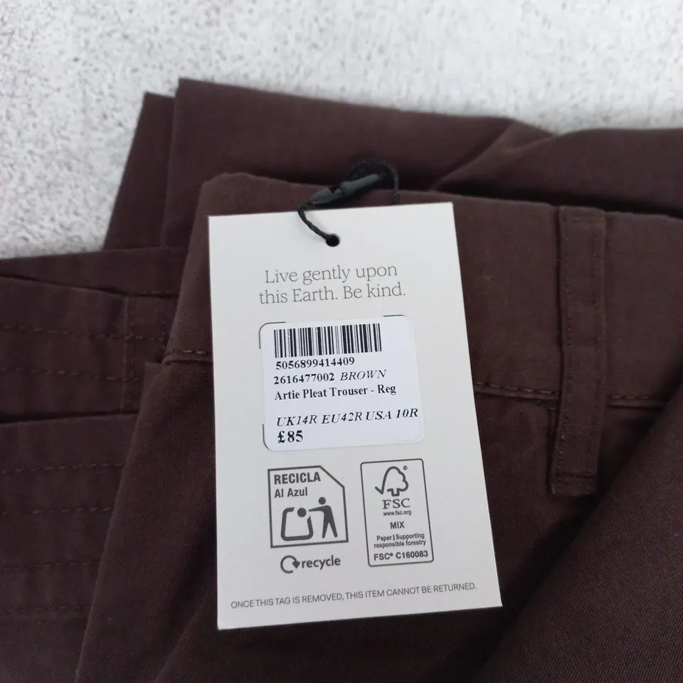 NOBODYS CHILD BROWN ARTIE PLEAT TROUSER – UK14R