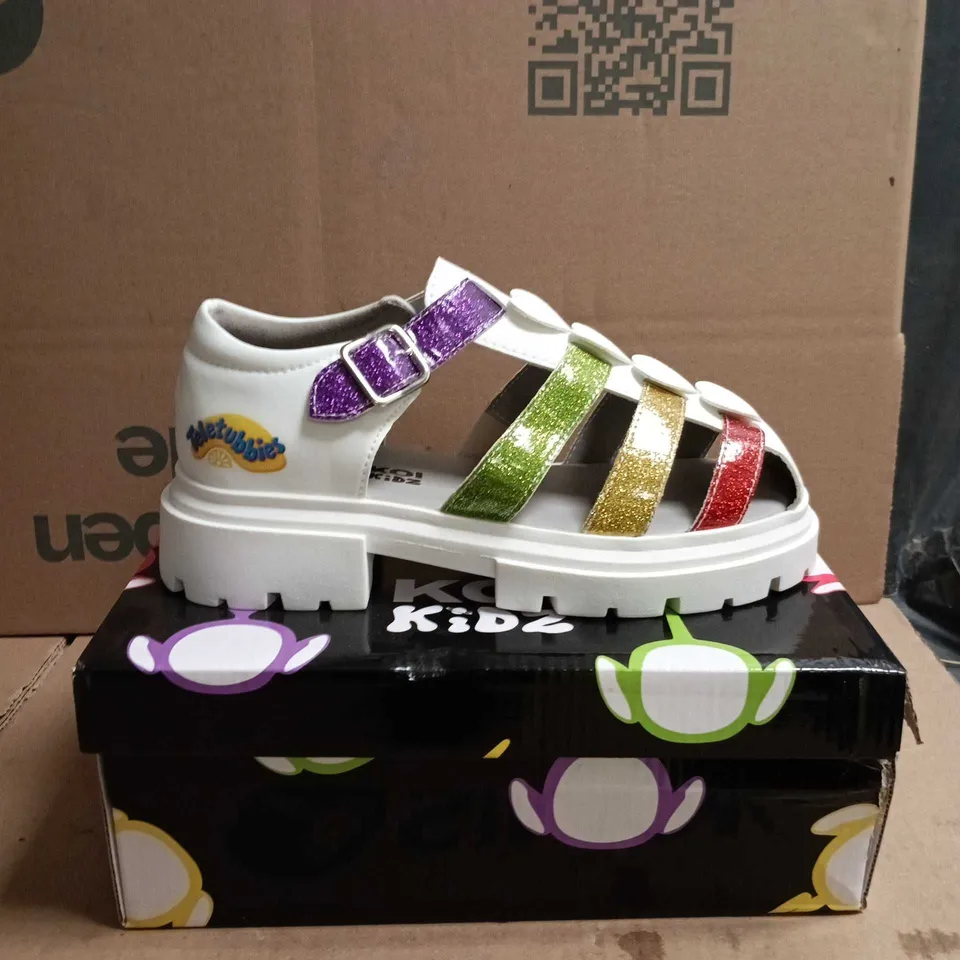 KOI KIDZ TELETUBBIES GLITTER TRUMPETS SANDALS WHITE MULTI SIZE 3