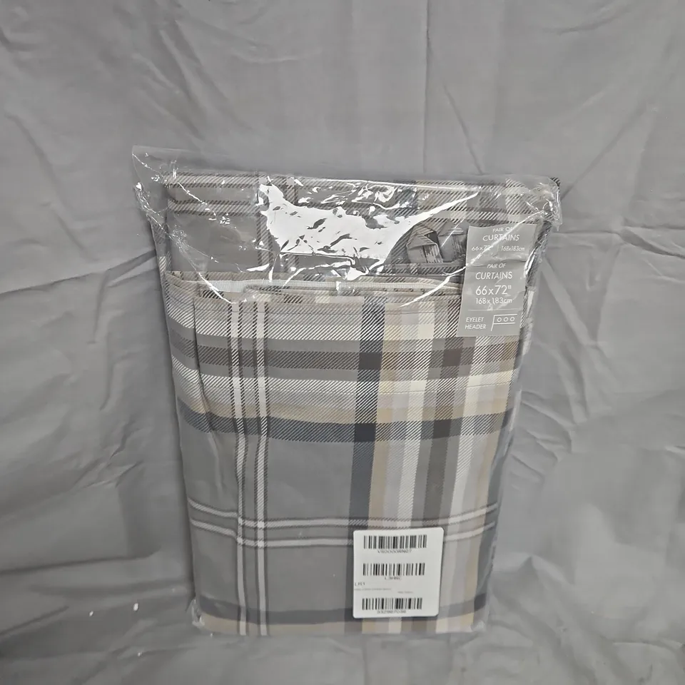 PAIR OF CURTAINS - PLAID PATTERN, 66X72 IN (168X183 CM)