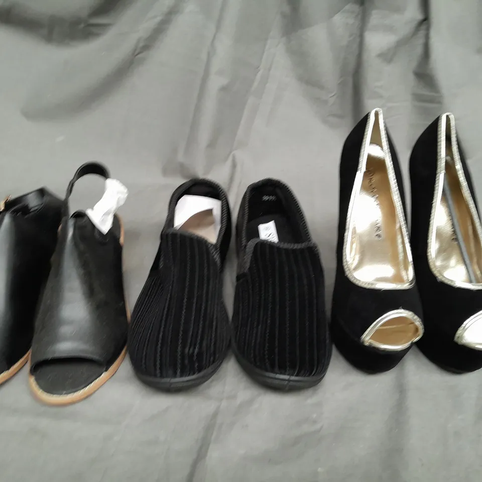 BOX OF APPROXIMATELY 10 ASSORTED SHOES IN VARIOUS COLOURS, SIZES AND STYLES