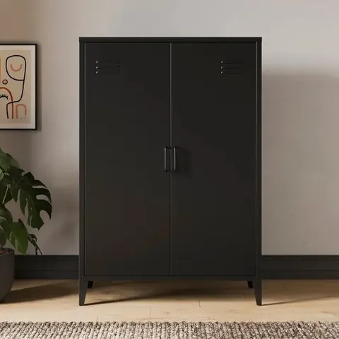 BOXED HELGA METAL TALL SIDEBOARD - BLACK (1 BOX)