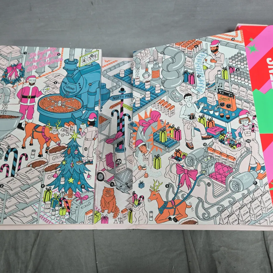 LOT OF 2 EDIBLE ADVENT CALENDARS INCLUDES CANDY KITTEN AND GRIND