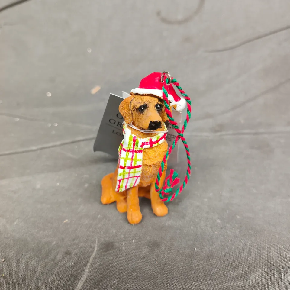 APPROXIMATELY 12 GISELA GRAHAM SMALL CHRISTMAS DOG FIGURINE ORNAMENTS WITH SANTA HATS