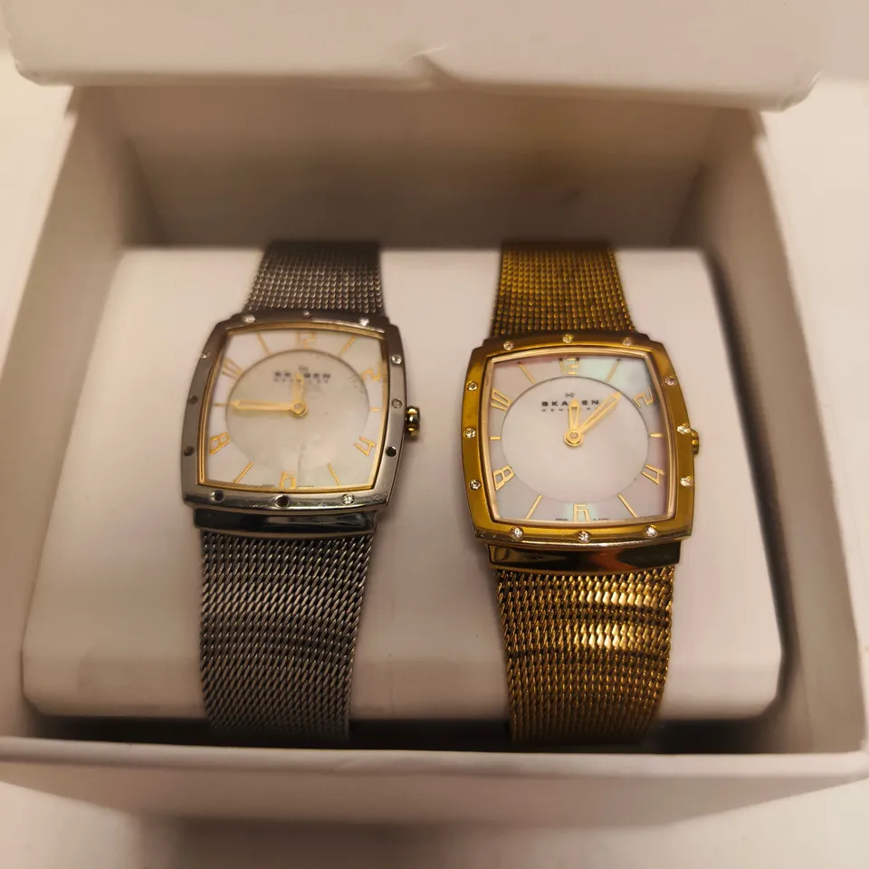 BOXED PAIR OF SKAGEN WRISTWATCHES