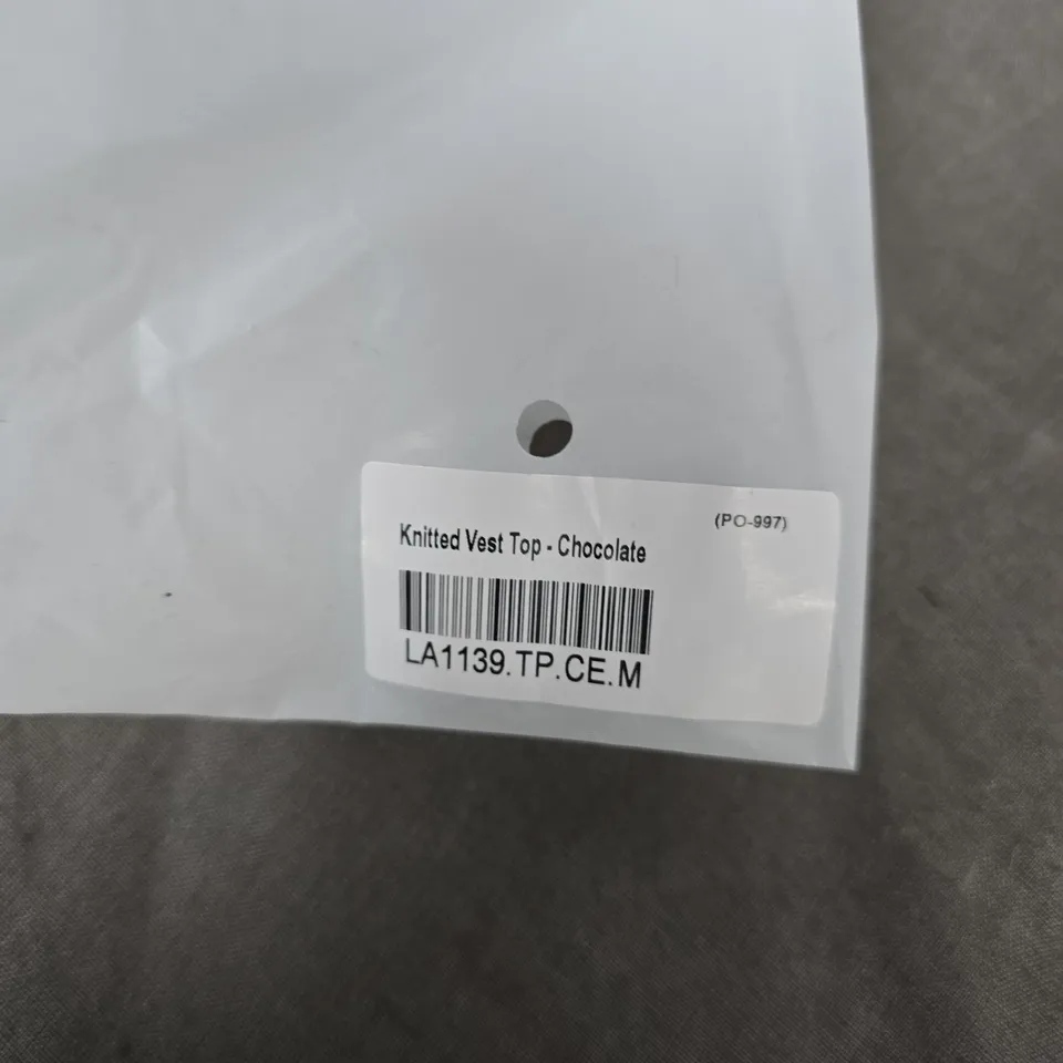 LOUNGE KNITTED VEST TOP – CHOCOLATE, UK M