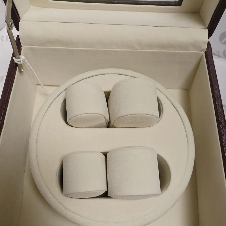 BOXED STAUER LEATHER DOUBLE WATCH WINDER - BROWN