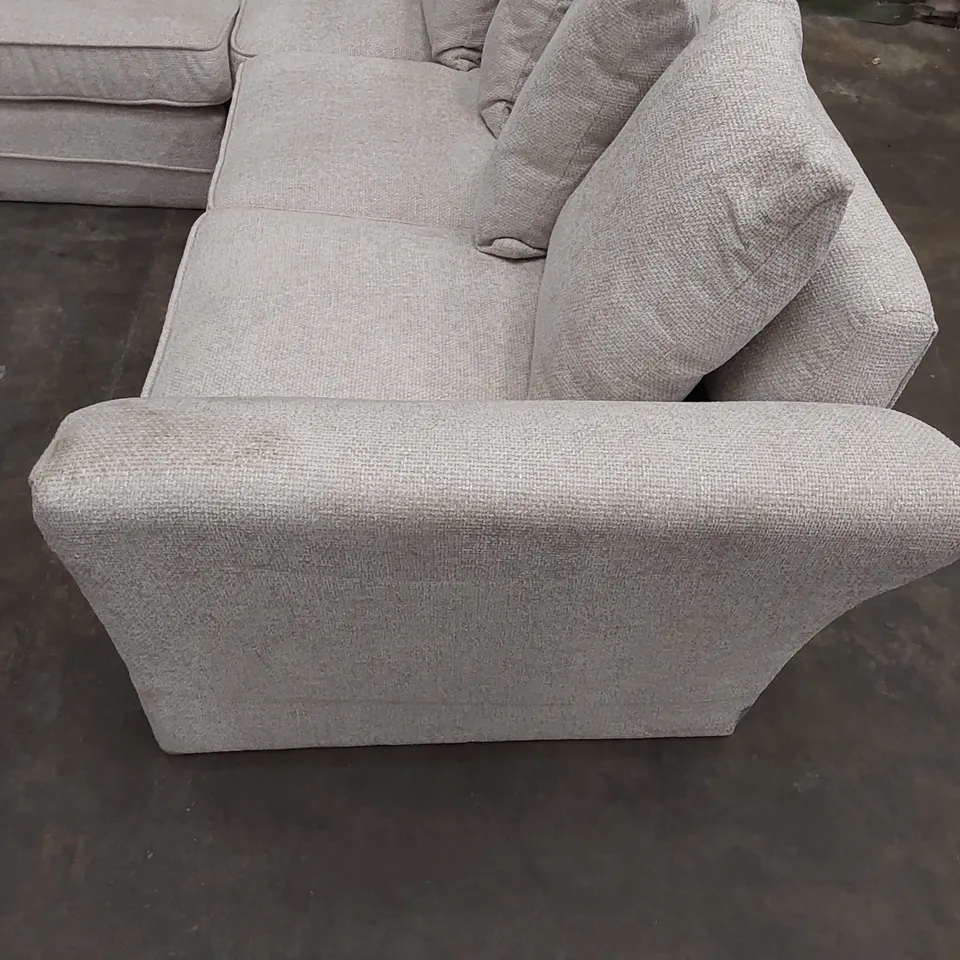 DESIGNER 5 SEATER LINEN UPHOLSTERED CORNER SOFA 
