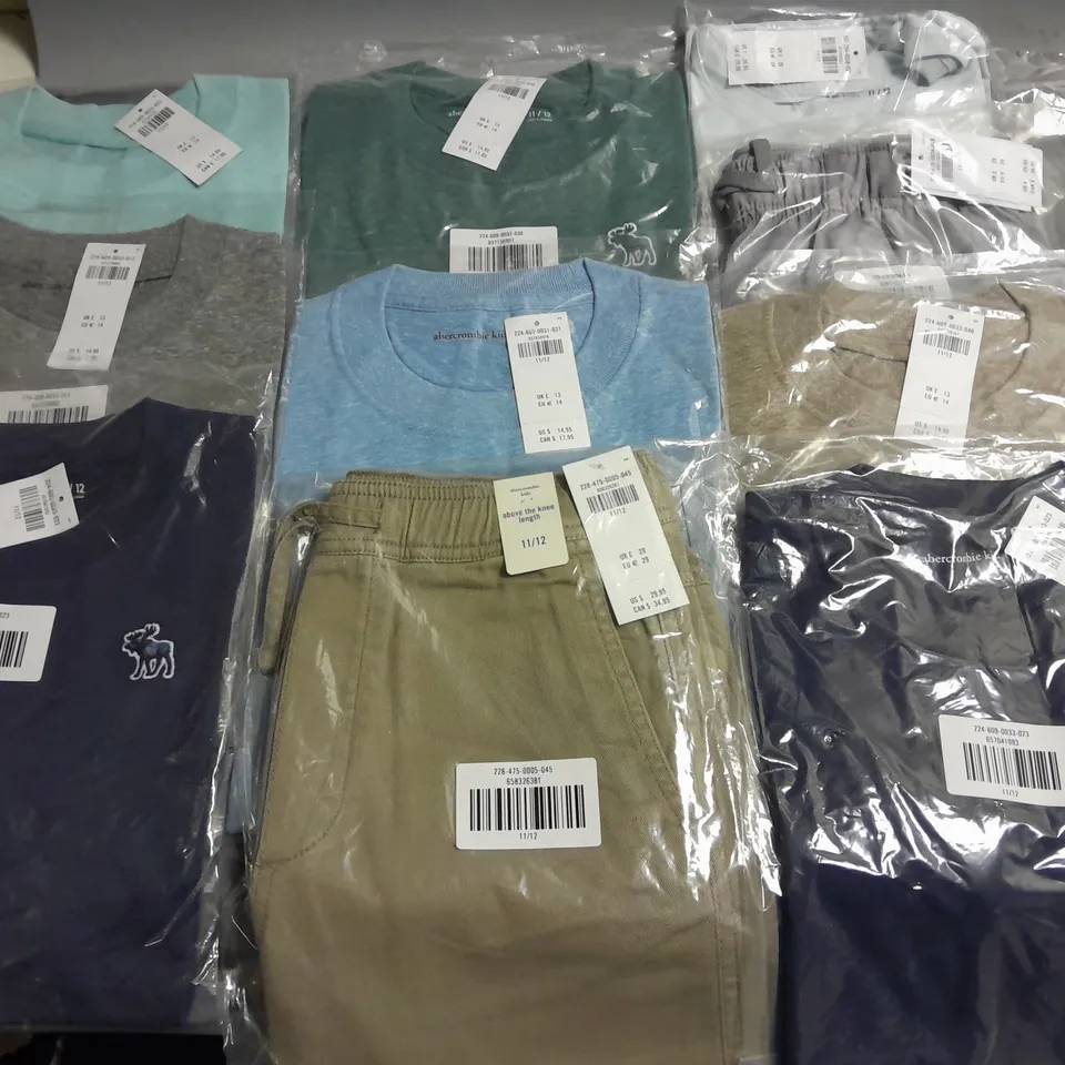 LOT OF 17 ASSORTED BAGGED ABERCROMBIE & FITCH KIDS CLOTHING ITEMS - ALL 11/12