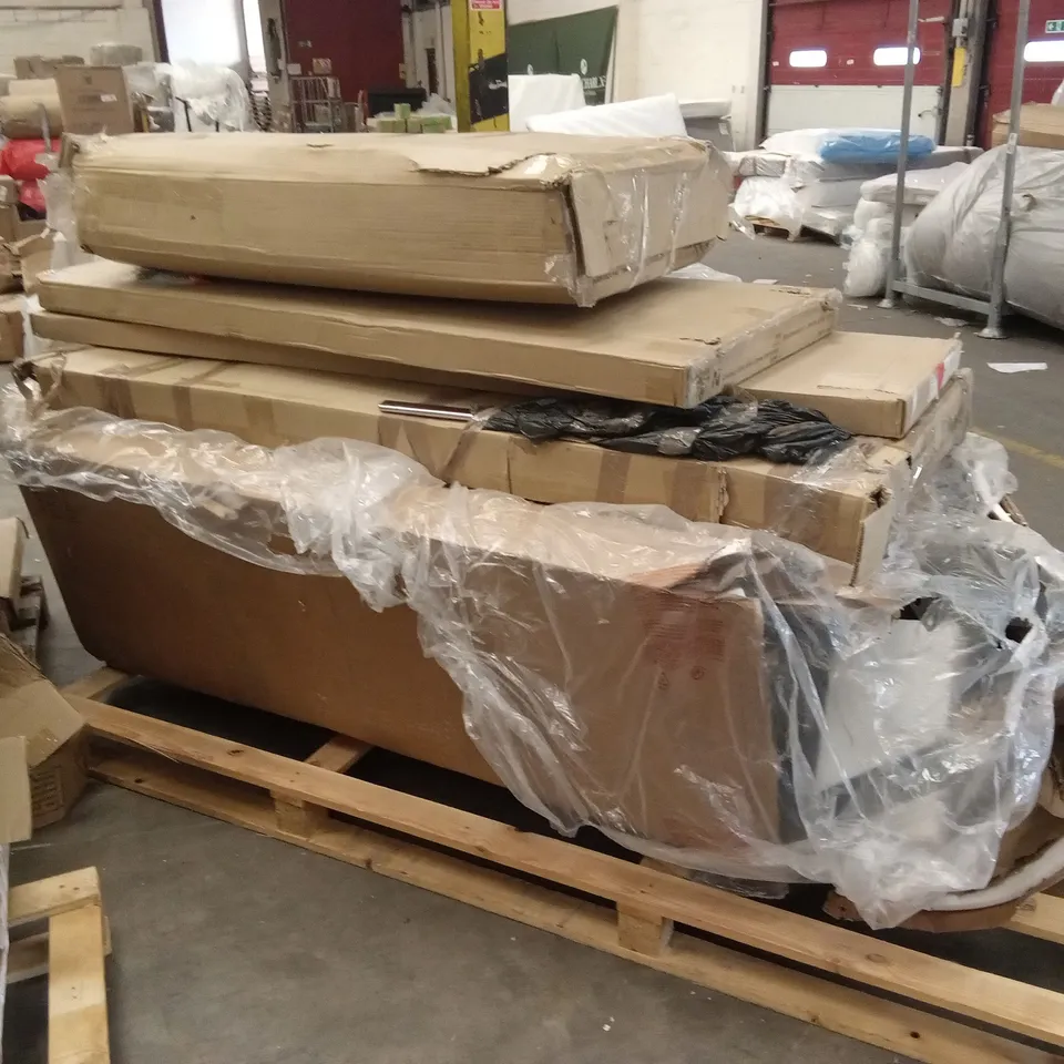 PALLET OF ASSORTED INCOMPLETE DESIGNER FURNITURE PARTS AND PIECES 