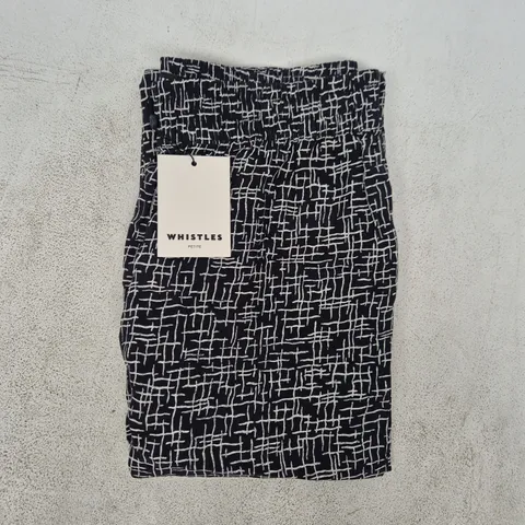 WHISTLES WOVEN GRID CROP TROUSERS IN BLACK/WHITE SIZE UK 12