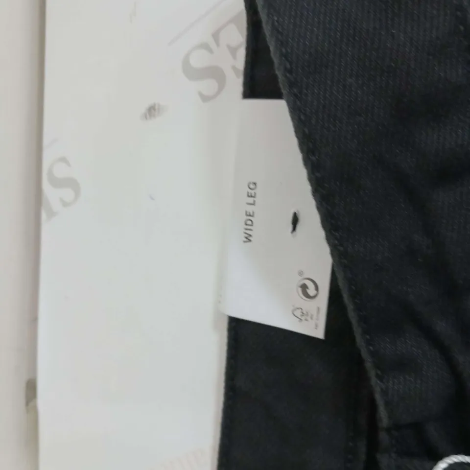 BERSHKA BLACK DENIM JEANS WIDE LEG SIZE UK 44