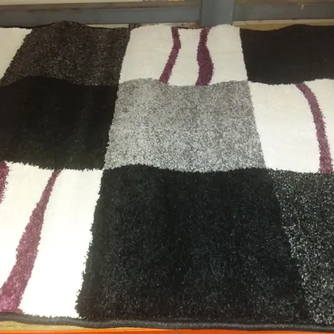 ESSIE RUG BLACK GREY - CREAM / PURPLE